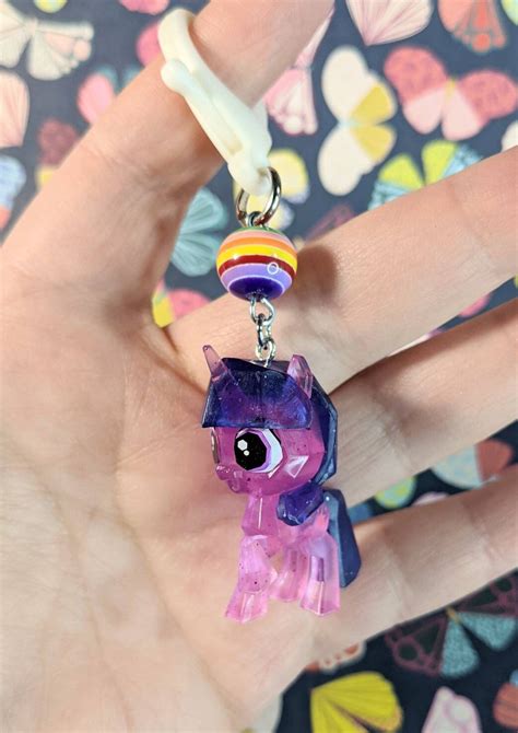 Magical crystal keychains showcasing my little pony mini figures